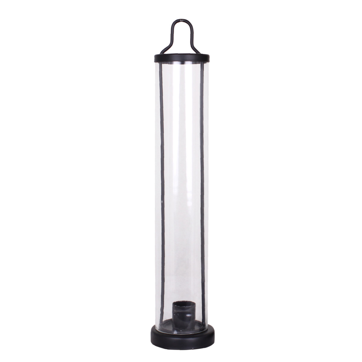 Kerzenhalter Windlicht - u. 34cm Hängen zum 040384 Glas schwarz Metall